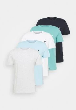 Pier One 5 Pack - T-Shirt Basic - Light Grey - 101_White - 001_Green - 602 -Pier One 3fe4ededb7e446c69186309619c33f40