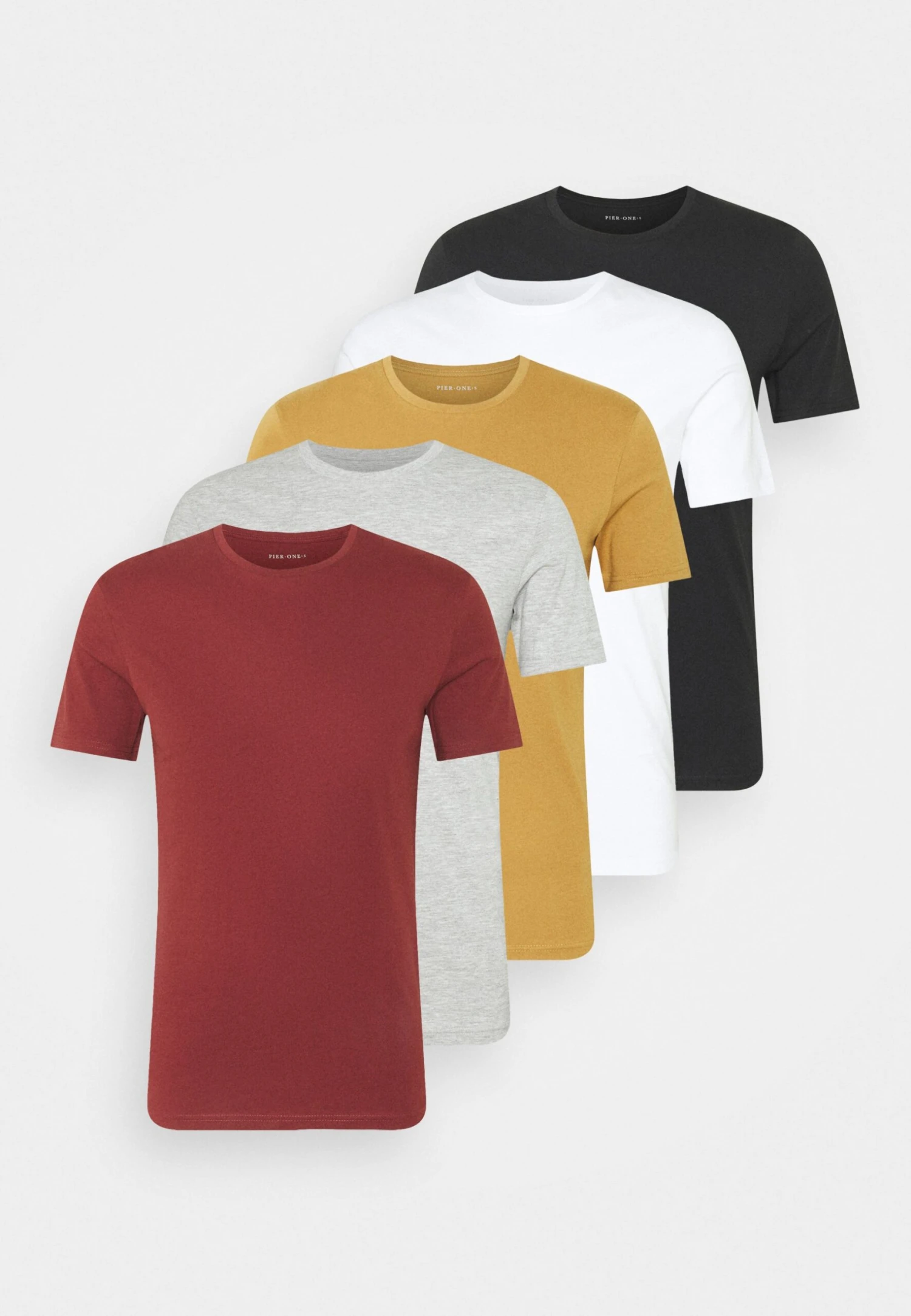 Pier One 5 Pack - T-Shirt Basic - Brown/White/Black 10 Pier One 5 Pack - T-Shirt Basic - Brown/White/Black - Afbeelding 8