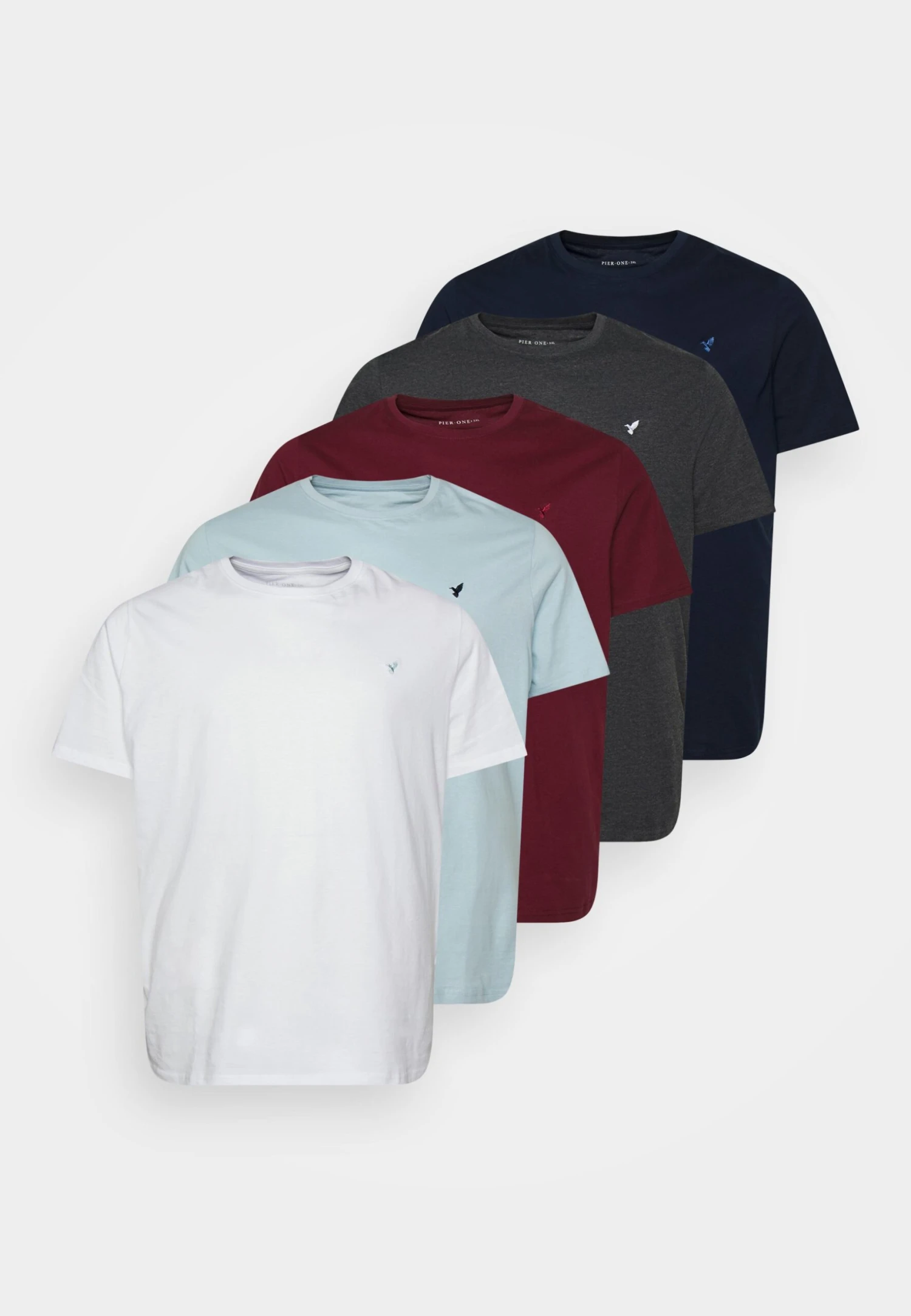 Pier One 5 Pack - T-Shirt Basic - White/Mottled Dark Grey/Bordeaux 9 Pier One 5 Pack - T-Shirt Basic - White/Mottled Dark Grey/Bordeaux - Afbeelding 7